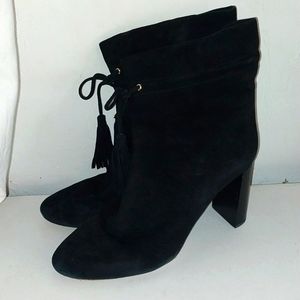 Kate Spade Black Ankle Tassel Tie Suede Boots Booties 10